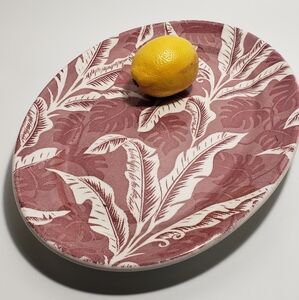 Vintage Wallace China Restaurantware Banana Leaf Maroon Platter